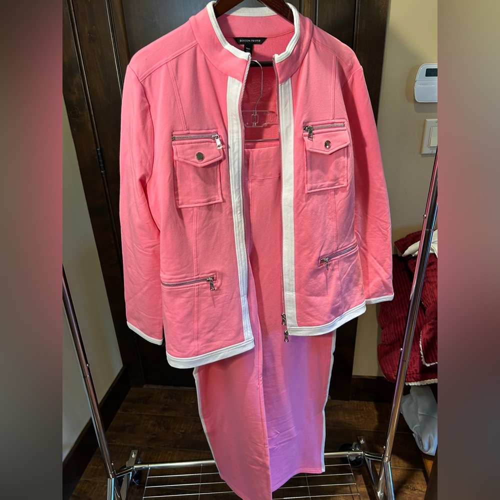 Boston Proper Women's Pink Jacket and Pant Set